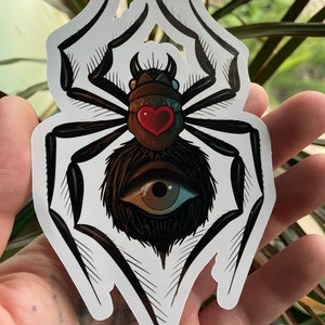 Spider heart eye sticker