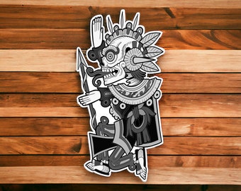 Aztec God Of Death tattoo style decal sticker