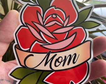Mom Rose und Banner Aufkleber Muttertag