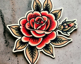 Traditional Rose tattoo sticker decal