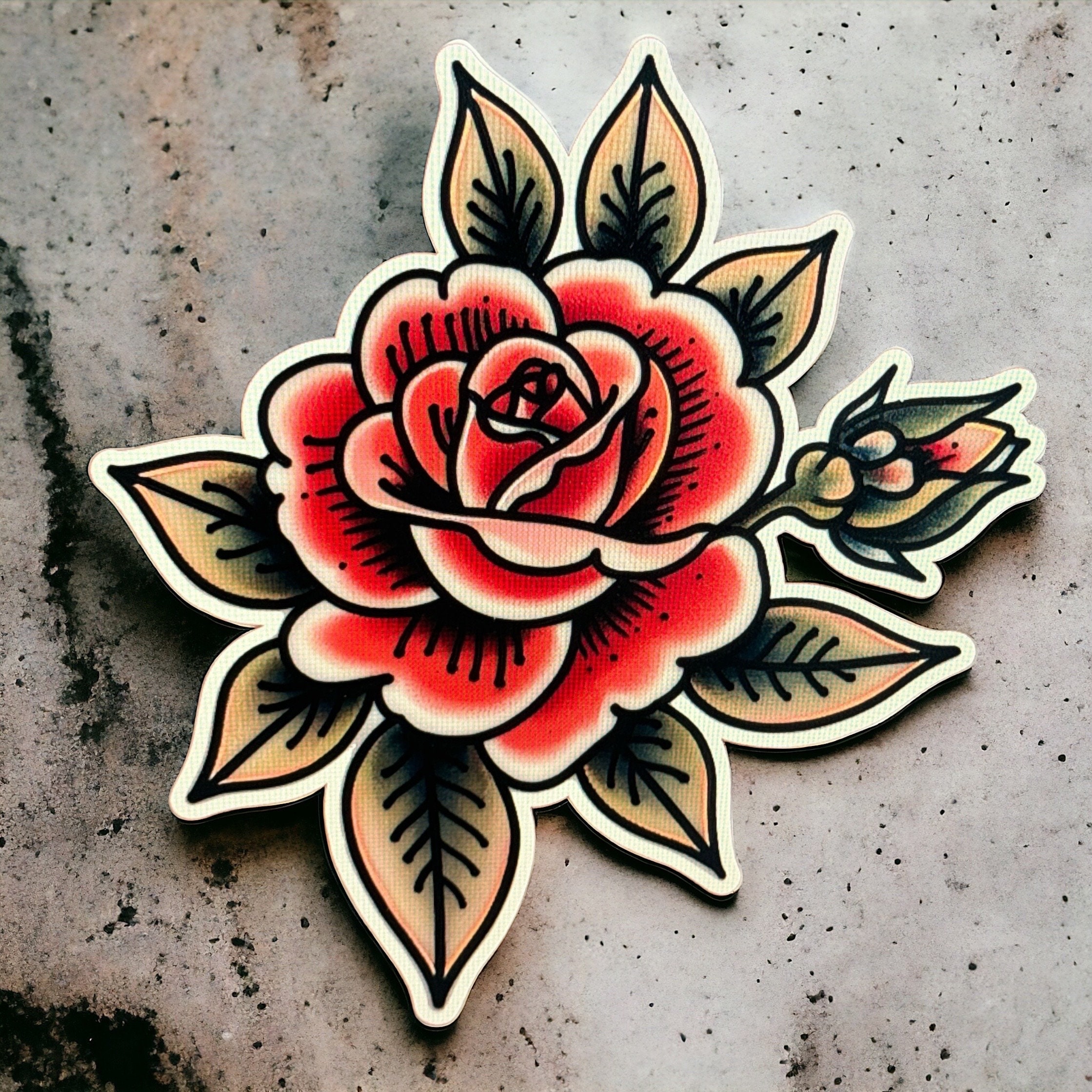 Traditional Rose tattoo sticker decal, image size:2239x2238