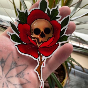 Skull Rose tattoo sticker