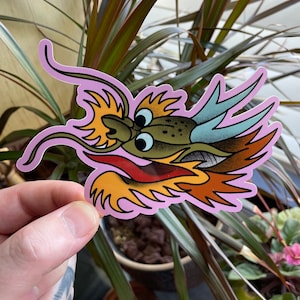 Dragon pink background tattoo sticker