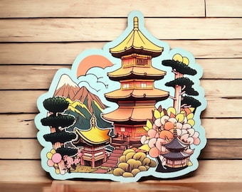 Sticker Mural Vinyle – Pagode Temple / Relics Storage Tower – Designtorefine (n015)