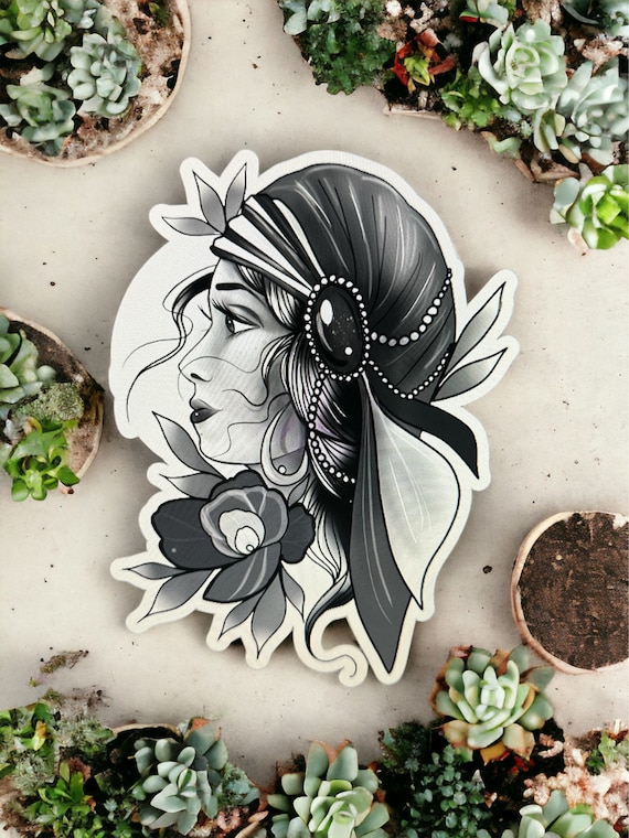 Gypsy Rose Sticker Black and Grey - Etsy