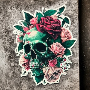Skull & Roses tattoo sticker