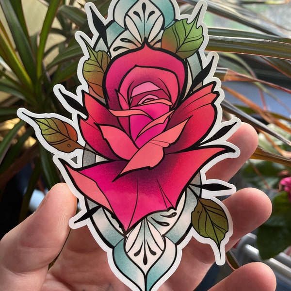 Rose henna frame tattoo sticker