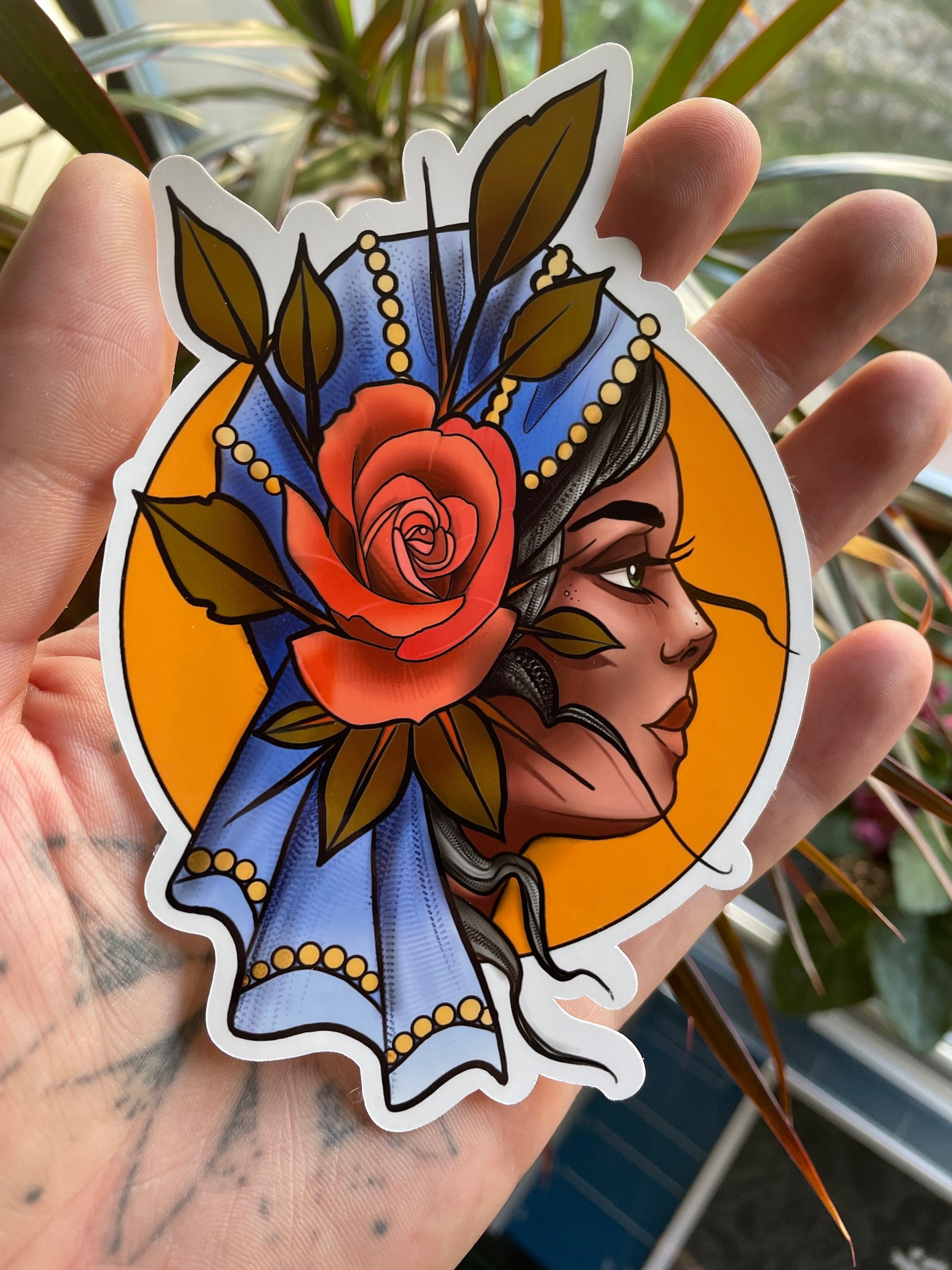 Gypsy Rose Tattoo Sticker - Etsy