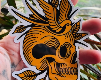 Skull & Sparrow tattoo sticker