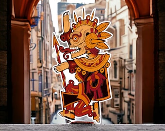 Aztec God Of Death tattoo style decal sticker
