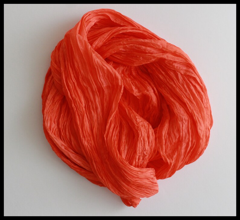 Crinkle Long Silk Scarf100 Natural Silk Shawl Hand Dyed Etsy