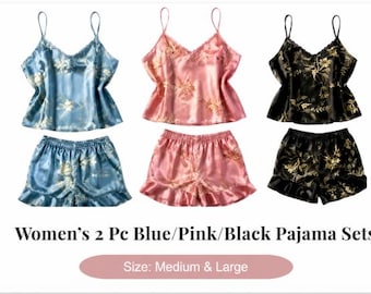 Women 2PC Pajama set Blue/Pink/Black (M/LG)