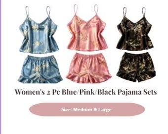 Women 2PC Pajama set Blue/Pink/Black (M/LG)