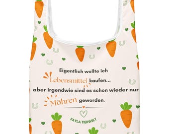 Pferde Einkaufstasche | Stoffbeutel Reiter | Lustiger Pferde Spruch | Eigentlich wollte ich Lebensmittel kaufen... nur Möhren