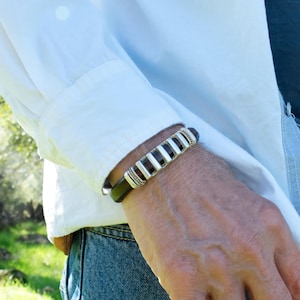 Stunning Leather Bracelet and Silver Beads|unisex jewelry|leather jewelry|chunky bracelet|elegant leather|gift for men|gift for women|Beaded