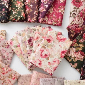 Rose Bouquet Cotton Fabric, Roses Cotton Collection - 1/2 yard