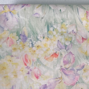 Pastel Purple Green Floral Cotton Fabric