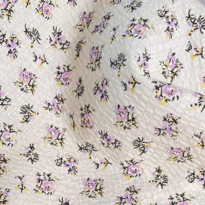 Tiny Purple Floral Seersucker Bubble Cotton Fabric Lilac Flower Cotton - 1/2 Yard
