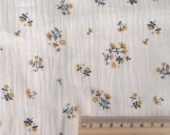 Vintage Mini Floral On Cream Double Gauze Cotton Fabric For Pajamas Kids- 1/2 yard