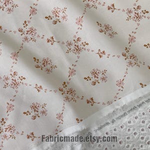 Tiny Brown Floral Garland Cotton Fabric- 1/2 yard