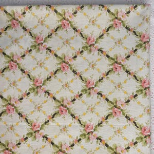 Pink Orange Rose Floral Plaid Bows Cotton Fabric For Quilt Dress -  Fabric by 1/2 yard