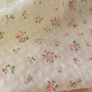 Tiny Pink Blue Floral Yellow Seersucker Bubble Cotton Fabric For Summer - 1/2 Yard