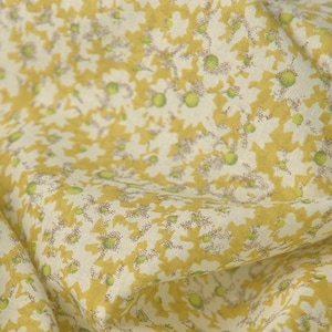 Tiny Floral Cotton Fabric Orange Ginger Yellow Flower Cotton －1/2 yard