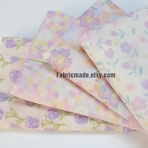 Pastel Lilac Purple Floral  Flower Double Gauze Cotton, Floral Print Swaddle Fabric, Muslin material- 1/2 yard