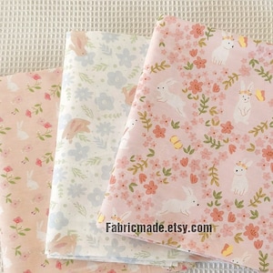 92&quot;/ 235cm Wide Rabbit Cotton Fabric, Baby Pink Cotton, Cute Bunny Toy Cotton For Children Quilting Apparel Fabric - a half yard
