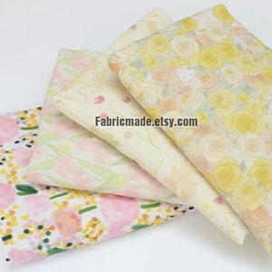Jardin de fleurs floral tulipe en double gaze de soie rose, tissu à emmailloter à imprimé floral, matériau en mousseline - 1/2 yard