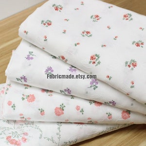 Pink Purple Rose Fabric Floral Fabric Shabby Chic Floral Cotton Fabric - 1/2 Yard