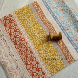 Shabby Floral Wall Cotton Yellow Red Blue Flower Cotton- 1/2 yard