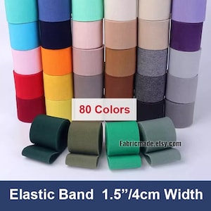 3 jardas, 80 cores à sua escolha - Faixa elástica básica de 1,5 pol./40 mm, fita elástica, cinto elástico, acessórios de vestuário