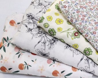 Floral Fruit Bamboo Cotton Double Gauze Fabric Swaddle Fabric, Muslin material- 1/2 yard