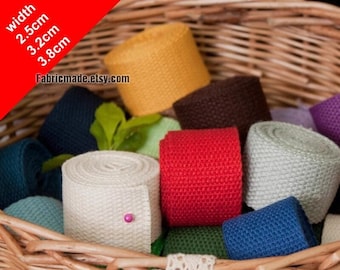 27 colores- Asa de bolsa de algodón Manijas de bolsa de servicio, correas de correa de bolsa, asa de bolsa de mano, manija de correa de bolsa, mujer, manija de mano- 5 yardas 1-1.5&quot;