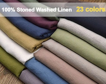 23 colors 100% Linen Fabric Solid Softened Stonewashed Linen 140cm 55" For Quilting Bedding Clothing - 19"/50cm