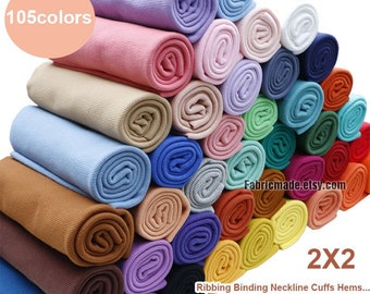 100x20cm Cotton Ribbing Knit Fabric - 2x2 Knit, Cuffs & Neckline Binding