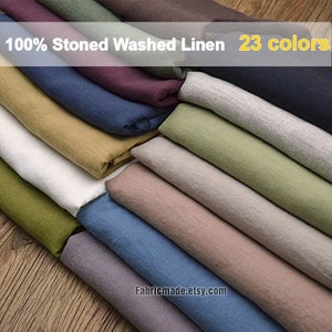 23 colors 100% Linen Fabric Solid Softened Stonewashed Linen 140cm 55" For Quilting Bedding Clothing - 19"/50cm