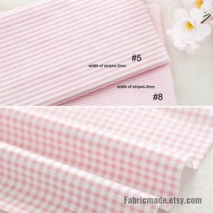 Light Pink Cotton Fabric, Flower Stripe Plain Pink Cotton, Quilting Fabric 1/2 yard image 6