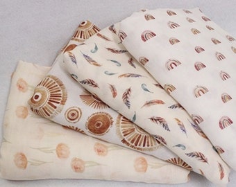 Bamboo Cotton Double Gauze Fabric Tiny Flower Swaddle Fabric, Muslin material- 1/2 yard