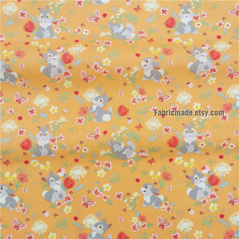 Cartoon Rabbit Flower Cotton Fabric for Quilting Clothing 1/2 yard image 5