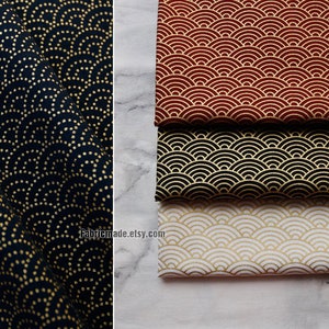 Kimono Style Cotton Fabric, Bronzing Waves Kimono Girl Fabric - 1/2 yard