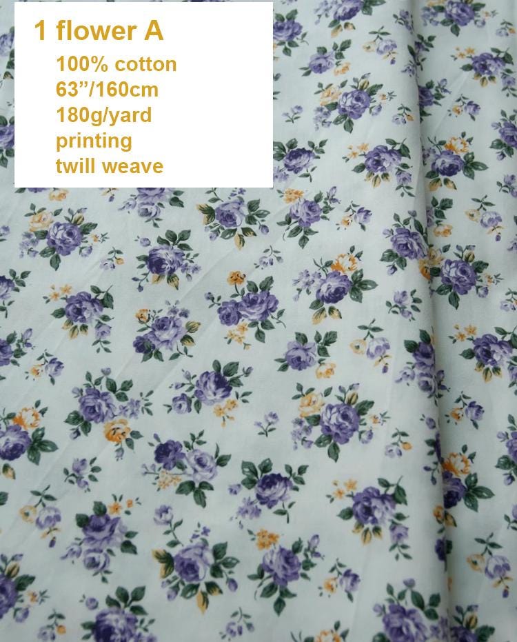 Lilac Purple Floral Stripes Cotton Fabric - 1/2 Yard - Etsy