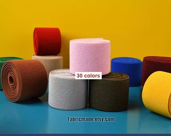 Twill Elastic Band - 2"/50mm Wide, Choose from 30 Colors - 2 Yards