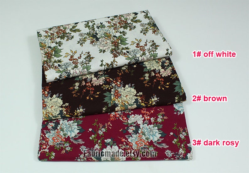 Quilting Fabric Large Beige Flower On Black Cotton Linen Etsy