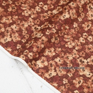 Tela floral marrón vintage Tela de algodón con textura en zig-zag - 1/2 yarda