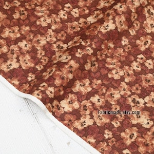 Vintage Brown Floral Fabric Zig-zag Texture Cotton Fabric - 1/2 Yard