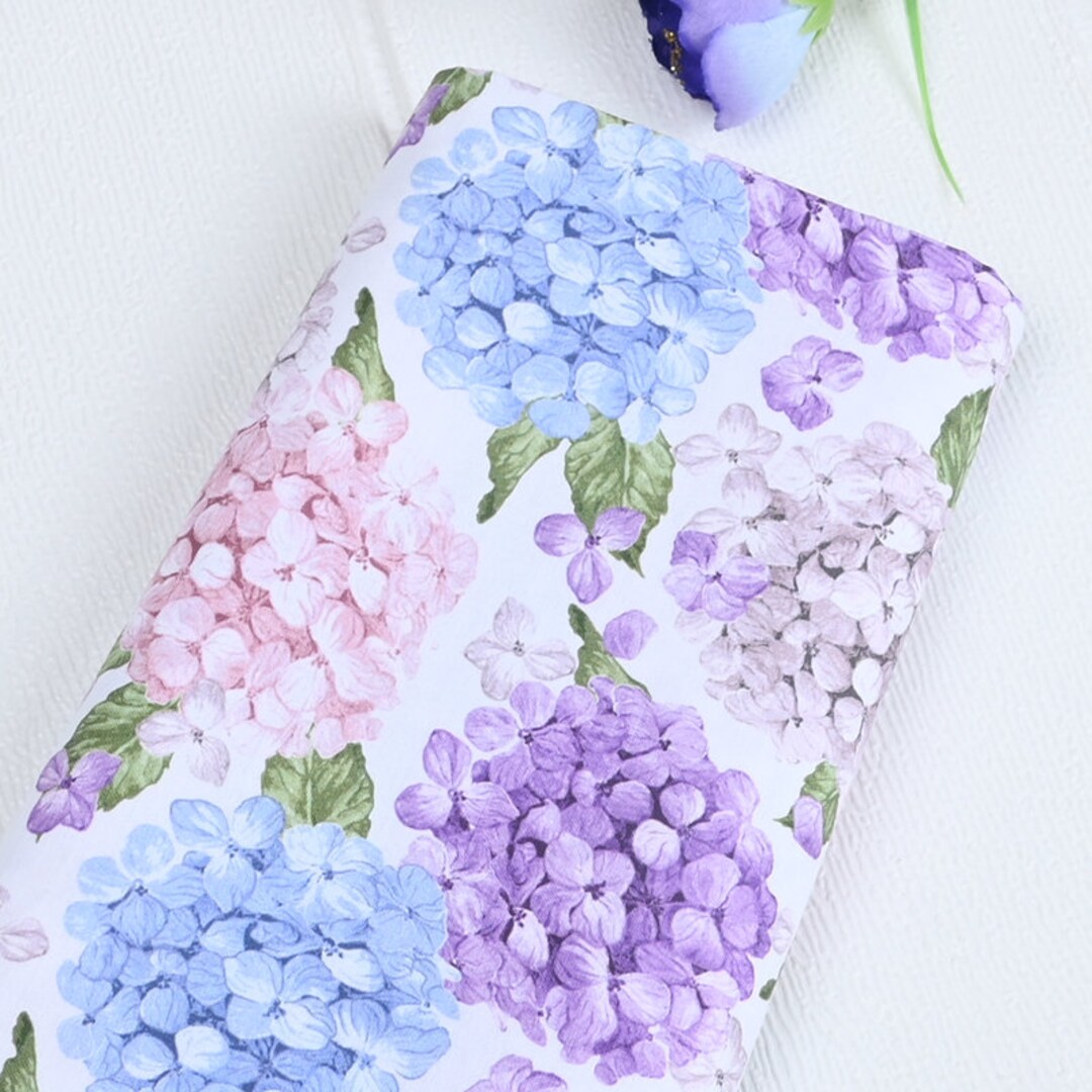 Hydrangea Floral Cotton Fabric Lilac Pink Blue Purple Hydrangea Flower ...