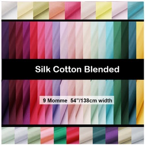 9 Momme Solid Silk Cotton Blend Fabric Lining Fabric - 19.6&quot;/50cm