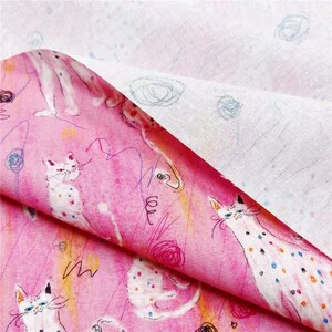 20s Spots Abstract Cats Print Pink Cotton Fabric for Hats, Kiss Clasp Bags, Book Covers & Pouches- 1/2 yard image 11